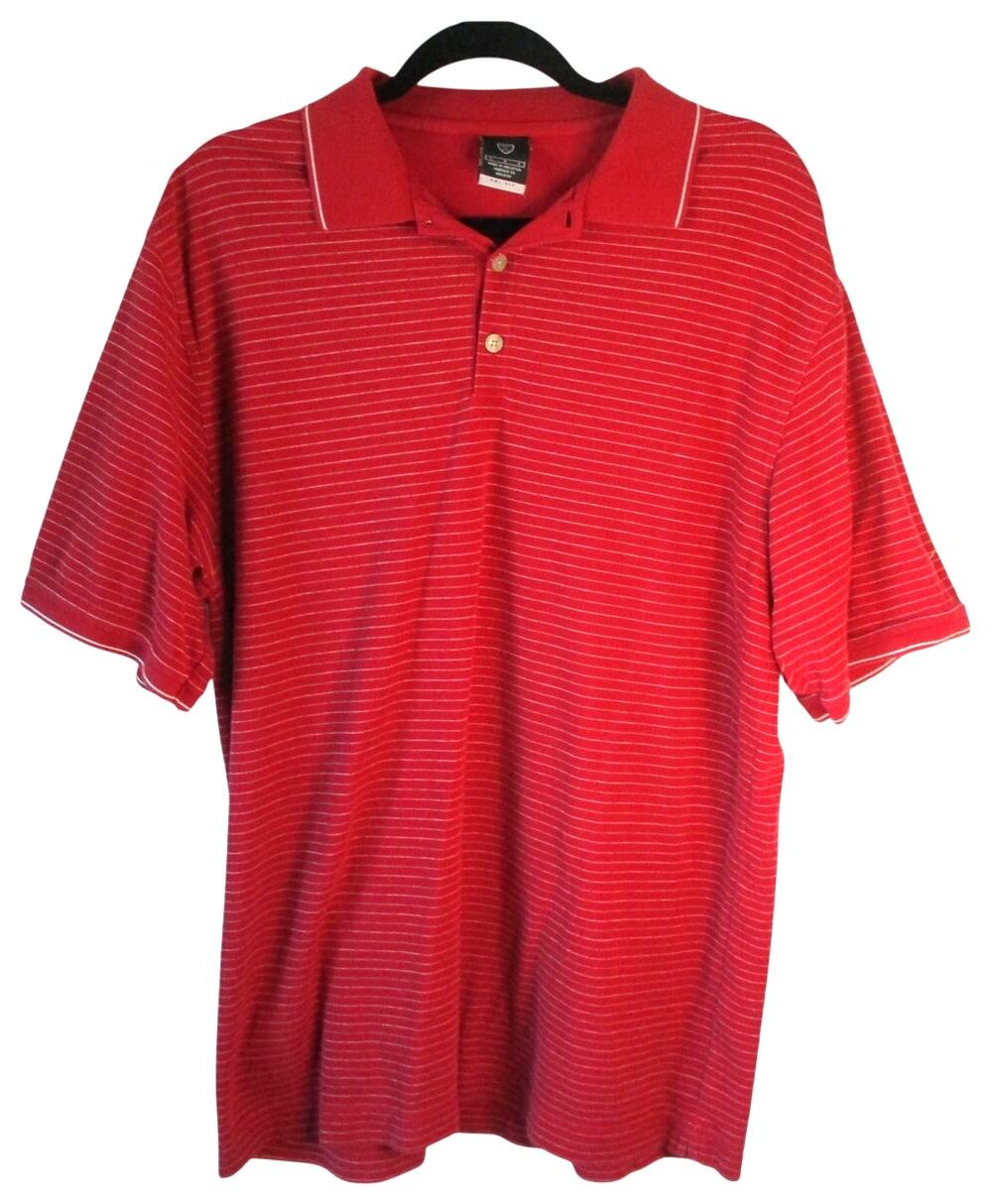 Nike Men's Dri Fit Red Striped Short Sleeve Polo Shirt Size Large